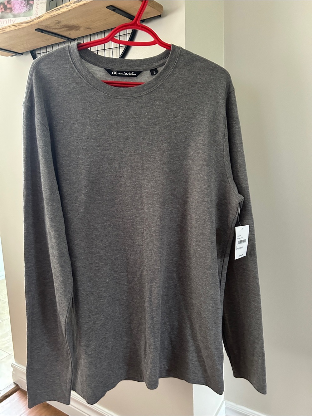 Travis Mathew Men's Long-Sleeve Crew in Charcoal Gray